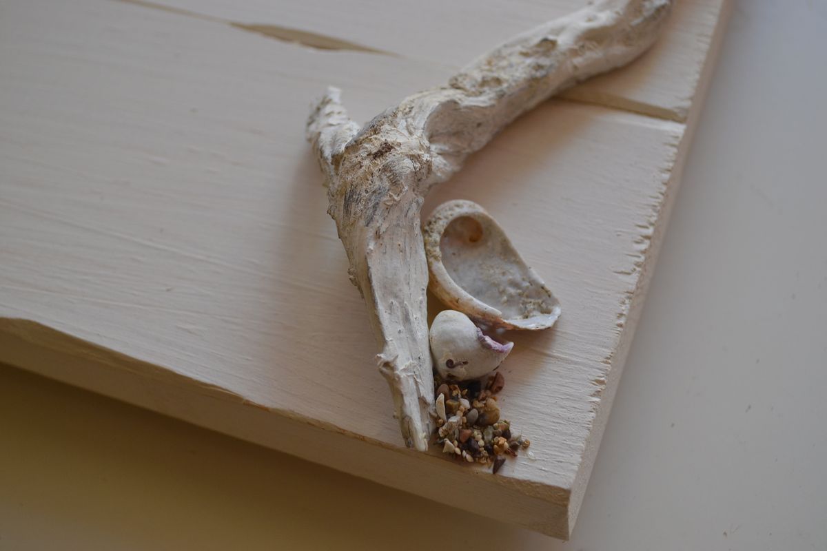 Wooden Handmade Tray Decorated with Driftwood Handles and a Starfish